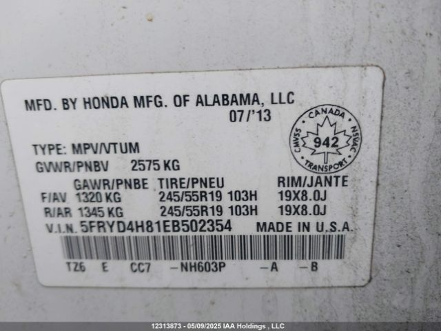 5FRYD4H81EB502354 Acura j35y5