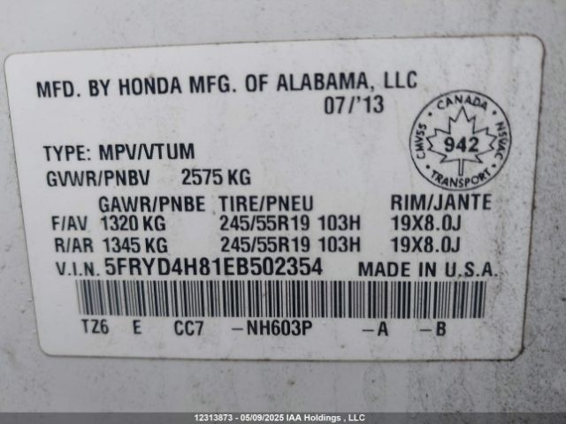 5FRYD4H81EB502354 Acura j35y5