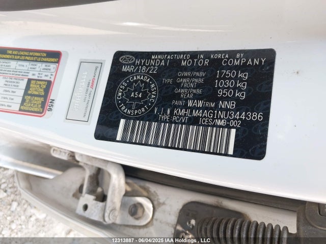KMHLM4AG1NU344386 Hyundai mpi nu pe