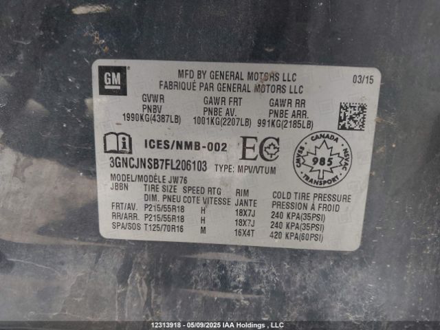 3GNCJNSB7FL206103 Chevrolet Trax