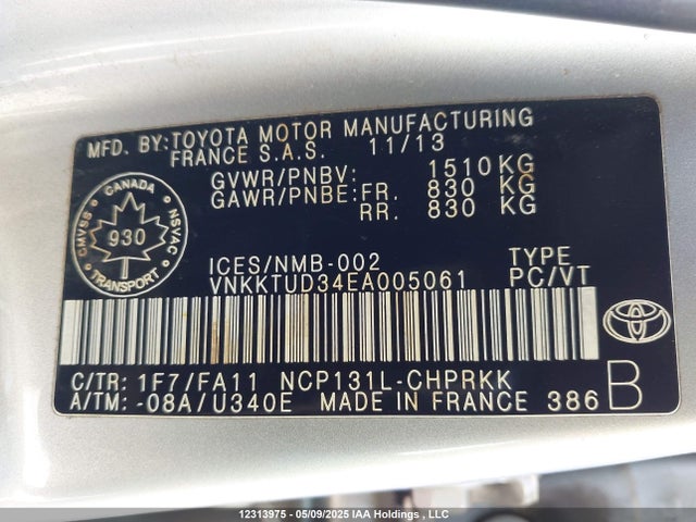 Toyota 1nz-fe 2014 VNKKTUD34EA005061 Image 9