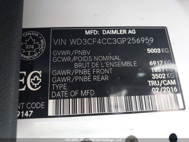 WD3CF4CC3GP256959 Mercedes-Benz Sprinter 3500 High Roof V6