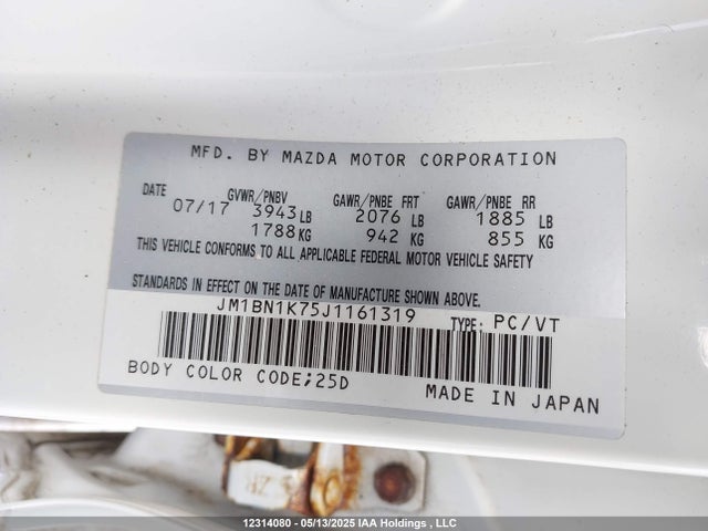 JM1BN1K75J1161319 Mazda MAZDA3