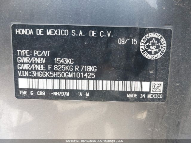 3HGGK5H50GM101425 Honda l15b1