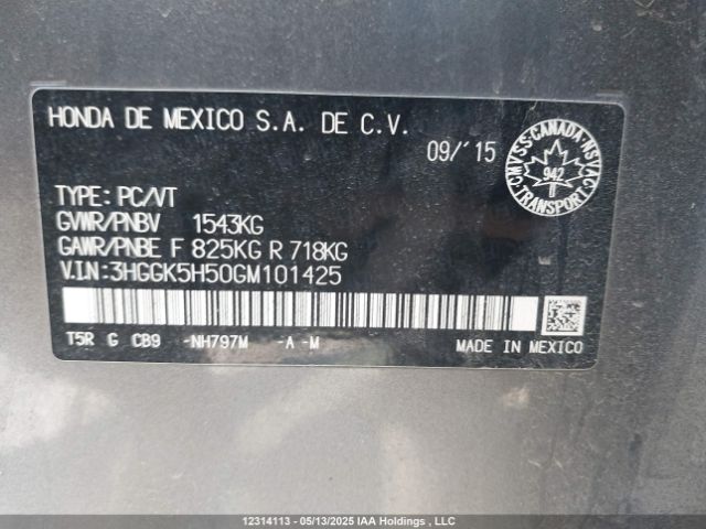 3HGGK5H50GM101425 Honda l15b1