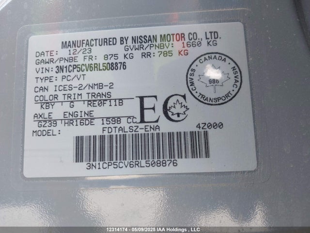 3N1CP5CV6RL508876 Nissan Kicks
