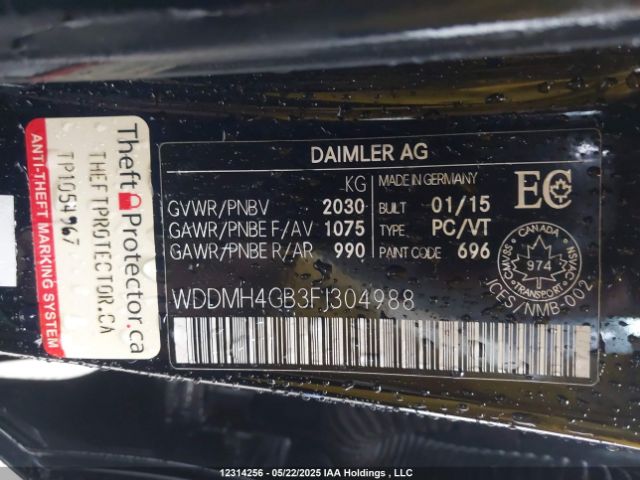 WDDMH4GB3FJ304988 Mercedes-Benz B-Class