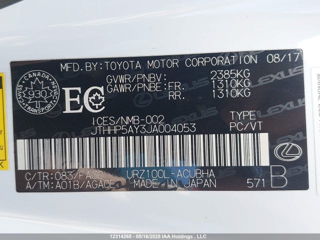 Lexus LC 500 2018 JTHHP5AY3JA004053 Image 9