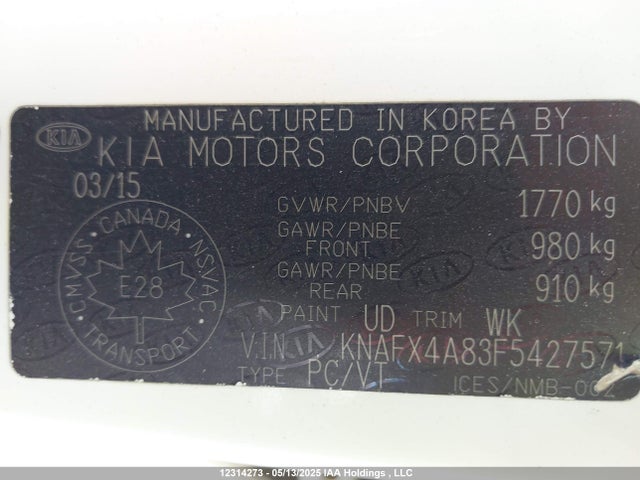 KNAFX4A83F5427571 KIA dohc gdi nu