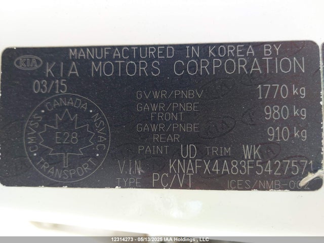 KNAFX4A83F5427571 KIA dohc gdi nu