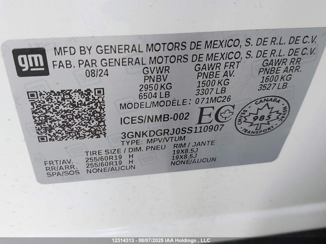 Chevrolet x0c+ec5 2025 3GNKDGRJ0SS110907 Image 9