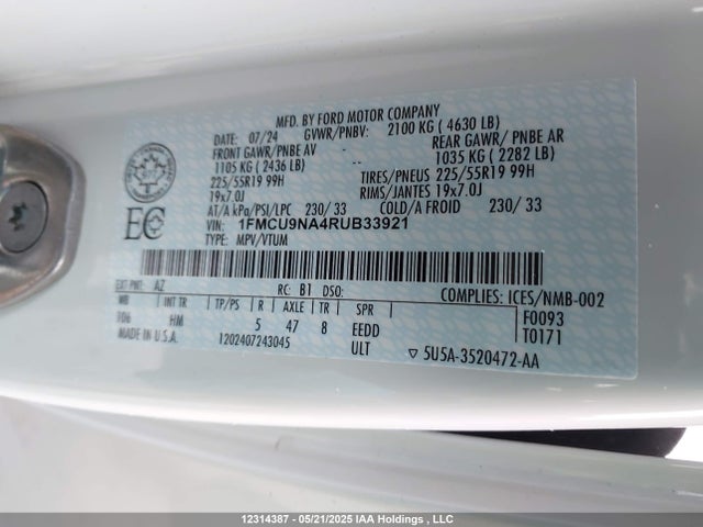 1FMCU9NA4RUB33921 Ford gtdi a