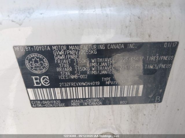 2T3ZFREVXHW344019 Toyota RAV4 LE
