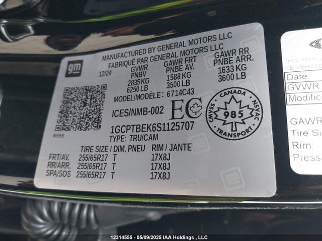 1GCPTBEK6S1125707 Chevrolet l3b