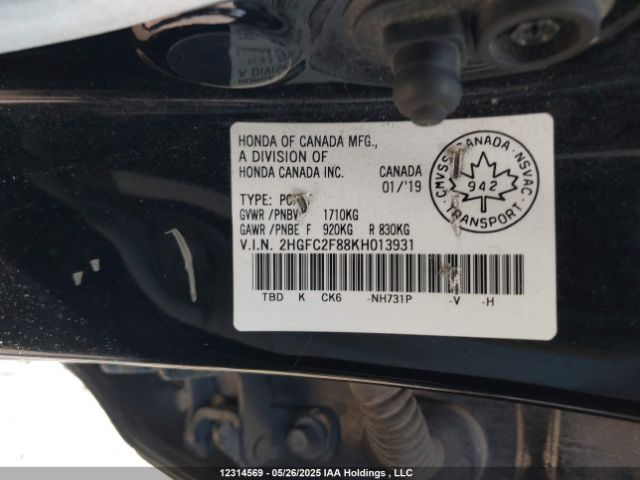 2HGFC2F88KH013931 Honda Civic