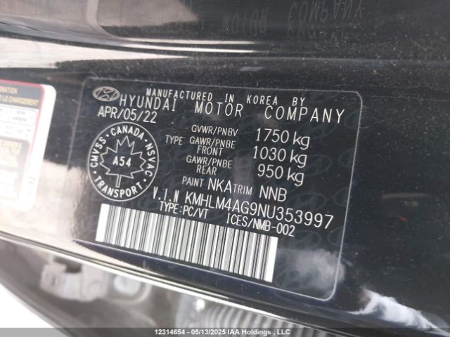 KMHLM4AG9NU353997 Hyundai ELANTRA SEL