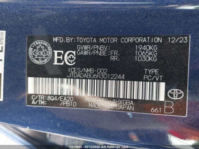JTDADABU6R3012244 Toyota m20a-fxs