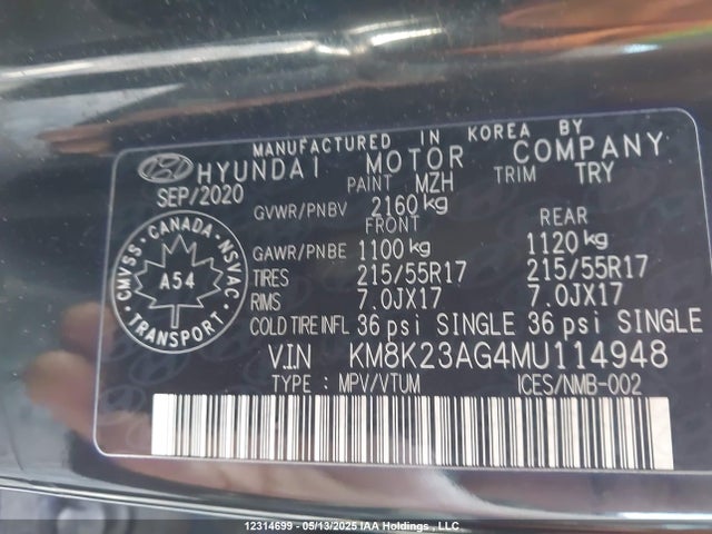 KM8K23AG4MU114948 Hyundai 2021
