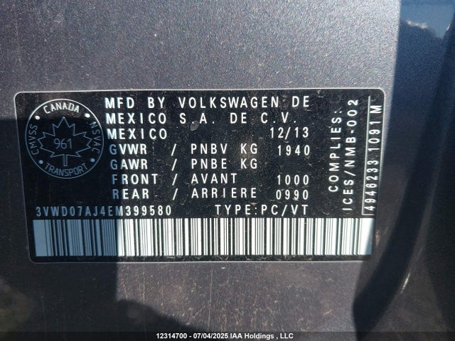 3VWD07AJ4EM399580 Volkswagen Jetta