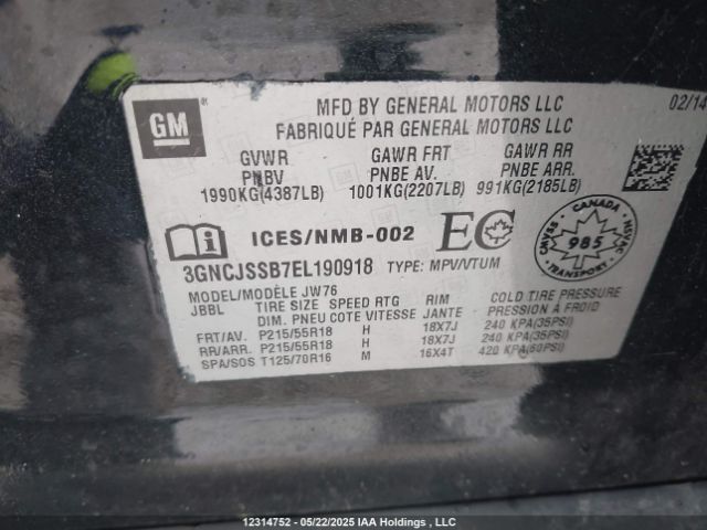 3GNCJSSB7EL190918 Chevrolet Trax