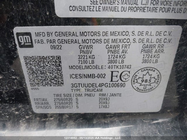 3GTUUDEL4PG100690 GMC l87