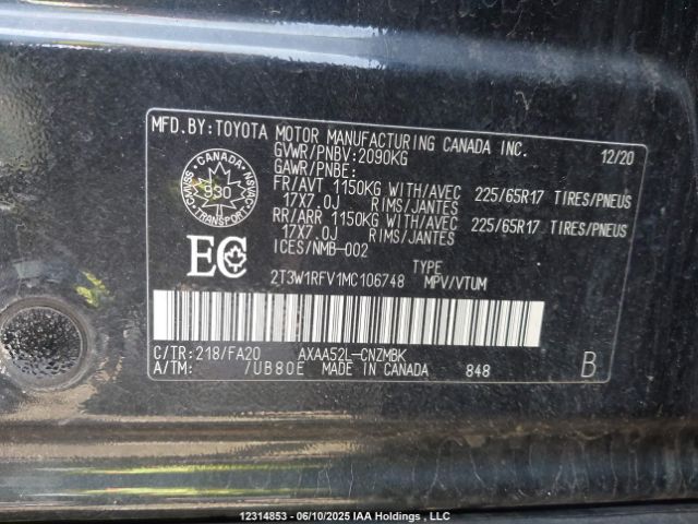 2T3W1RFV1MC106748 Toyota Rav4 Xle/xle Premium
