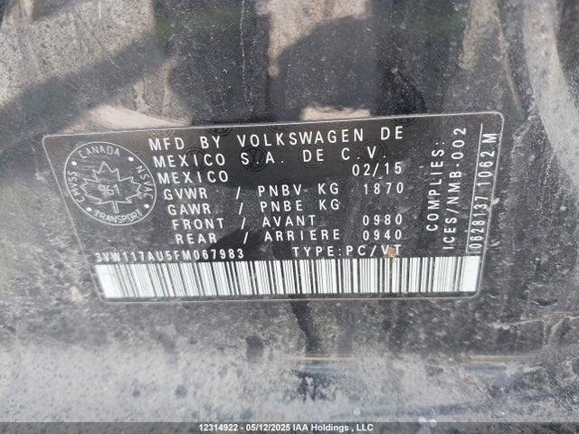 3VW117AU5FM067983 Volkswagen Golf