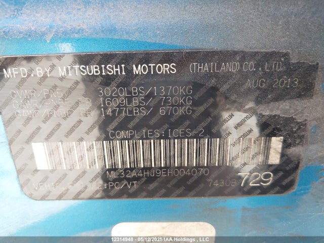 ML32A4HJ9EH004070 Mitsubishi Mirage