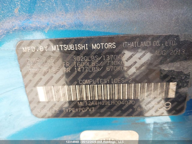 ML32A4HJ9EH004070 Mitsubishi Mirage
