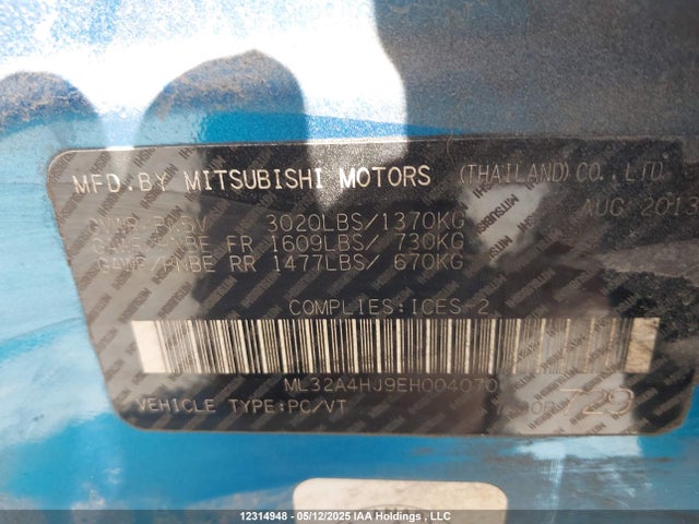 ML32A4HJ9EH004070 Mitsubishi Mirage