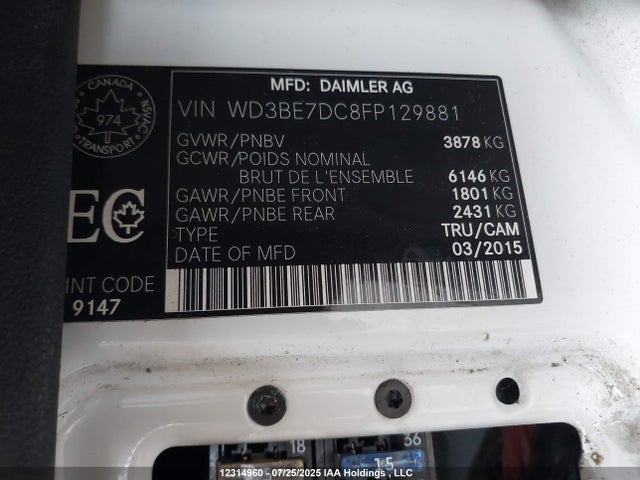 Mercedes-Benz 2015 2015 WD3BE7DC8FP129881 Image 9