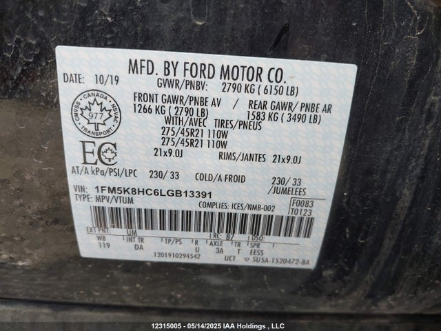 1FM5K8HC6LGB13391 Ford gtdi