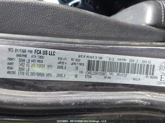 1C4RDJDG6HC638871 Dodge Durango