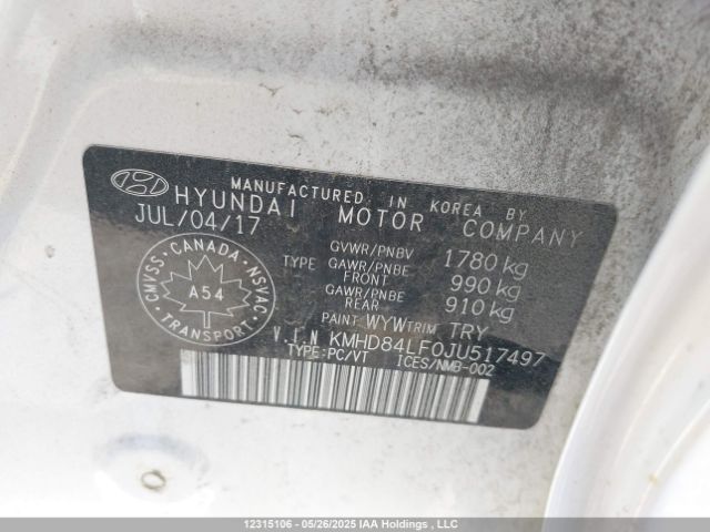 KMHD84LF0JU517497 Hyundai mpi nu