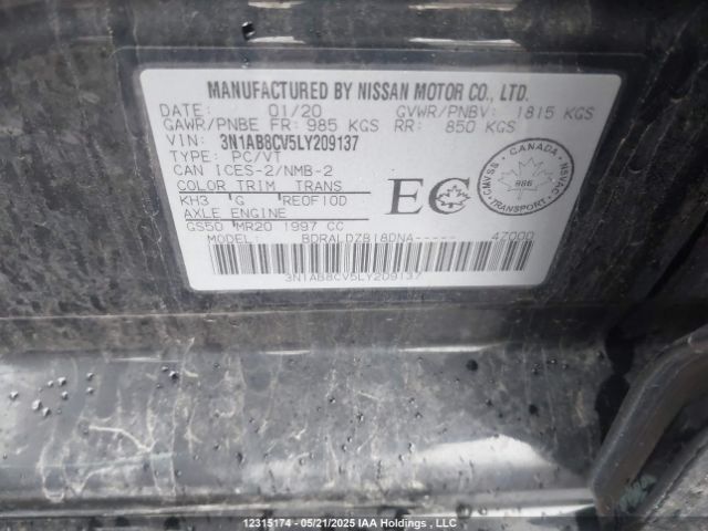 3N1AB8CV5LY209137 Nissan SENTRA SV