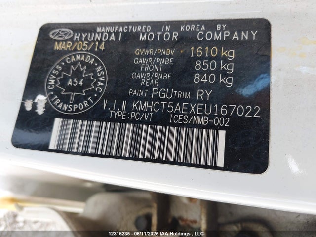 Hyundai dohc gdi gamma 2014 KMHCT5AEXEU167022 Image 9
