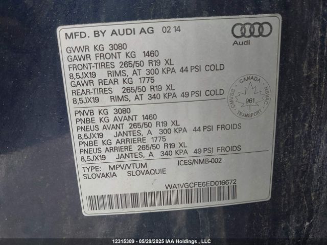 WA1VGCFE6ED016672 Audi Q7 Prestige