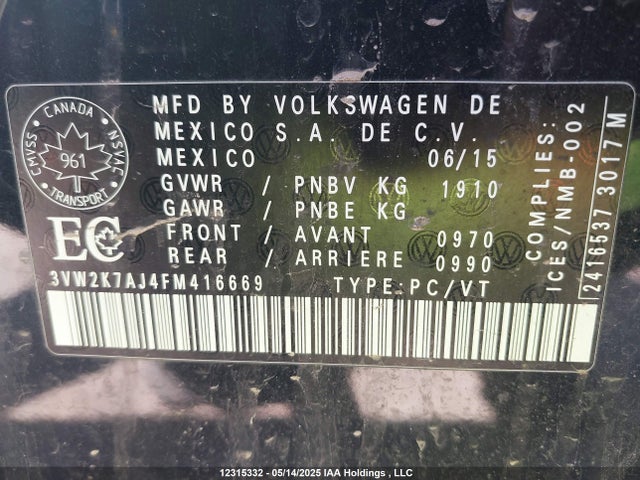 3VW2K7AJ4FM416669 Volkswagen Jetta
