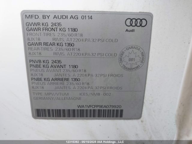 WA1VFCFP9EA079920 Audi 2014