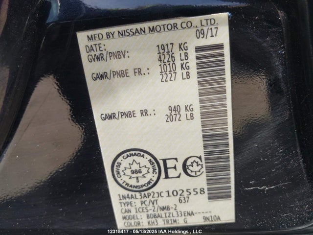 1N4AL3AP2JC102558 Nissan Altima