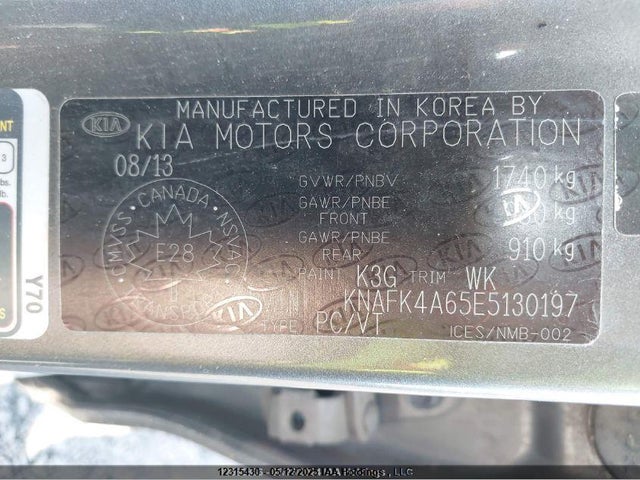 KNAFK4A65E5130197 KIA Forte