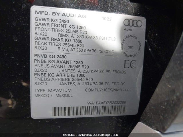 WA1EAAFY8R2032289 Audi 45 tfsi (2.0t)