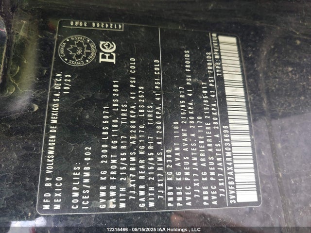 3VVFB7AX4RM036696 Volkswagen tsi