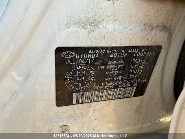 KMHD84LFXJU516034 Hyundai ELANTRA GL