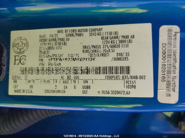 Ford 4v 2021 1FTFW1E52MKE01224 Image 19