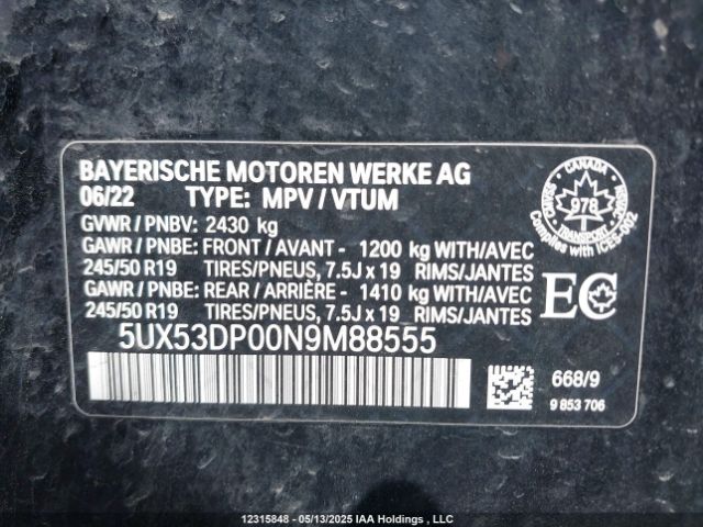 5UX53DP00N9M88555 BMW X3 Xdrive30i