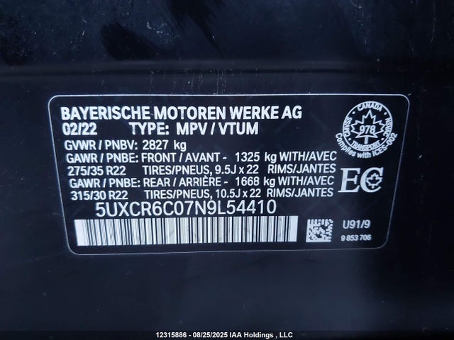 5UXCR6C07N9L54410 BMW X5