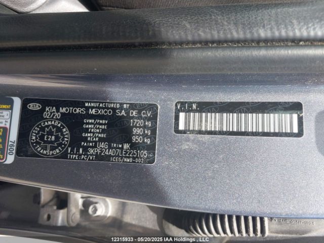 3KPF24AD7LE225105 KIA Forte Fe/lxs
