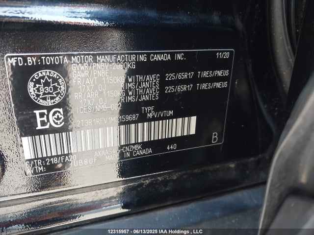 2T3R1RFV1MC159687 Toyota a25a-fks