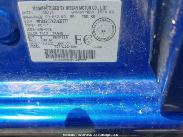 3N1CE2CPXEL437777 Nissan VERSA NOTE